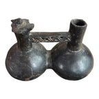 Antique Pre-Columbian Chimu Blackware Stirrup Spout Vessel
