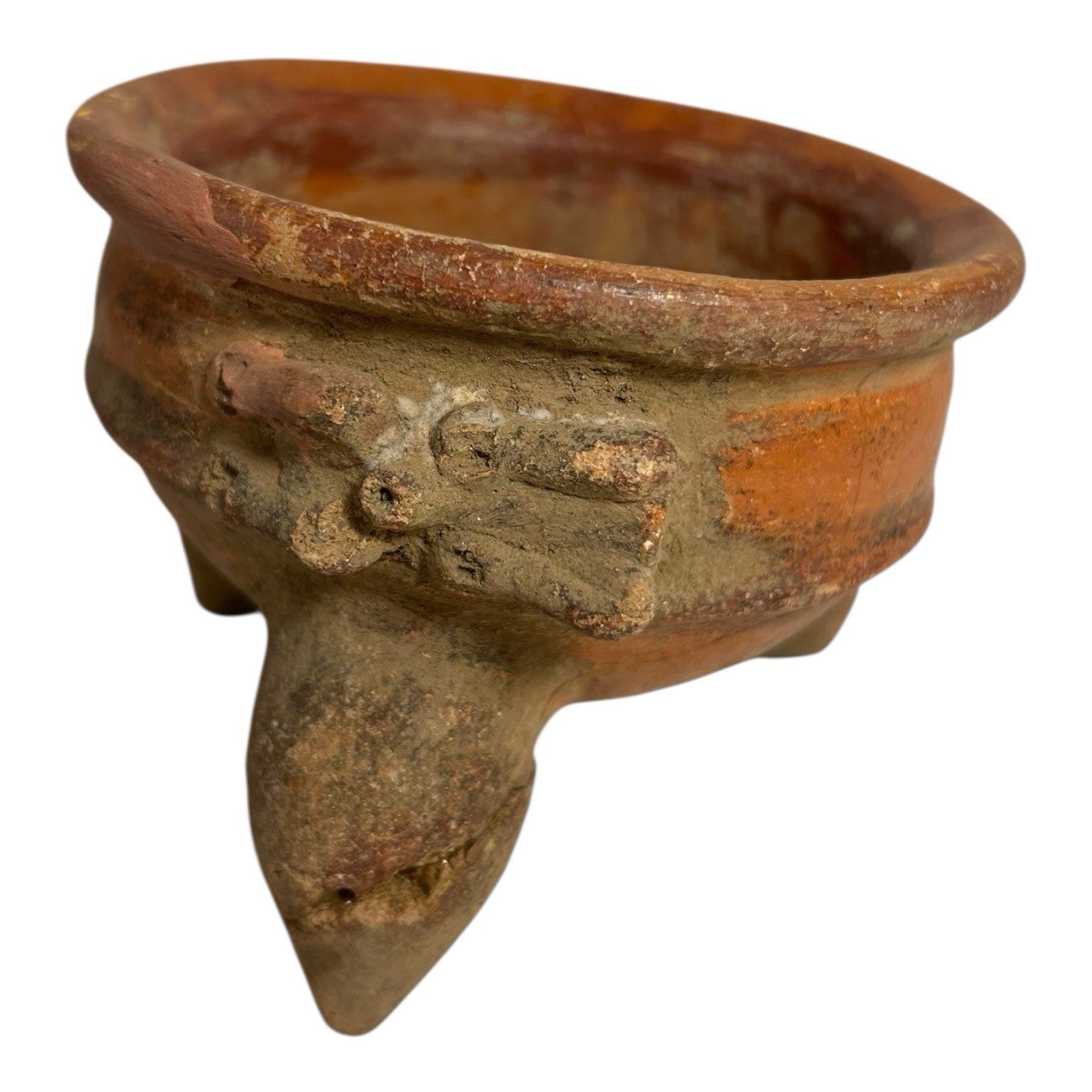 Antique Pre-Columbian Handmade Terracotta Tripod Footed Bowl