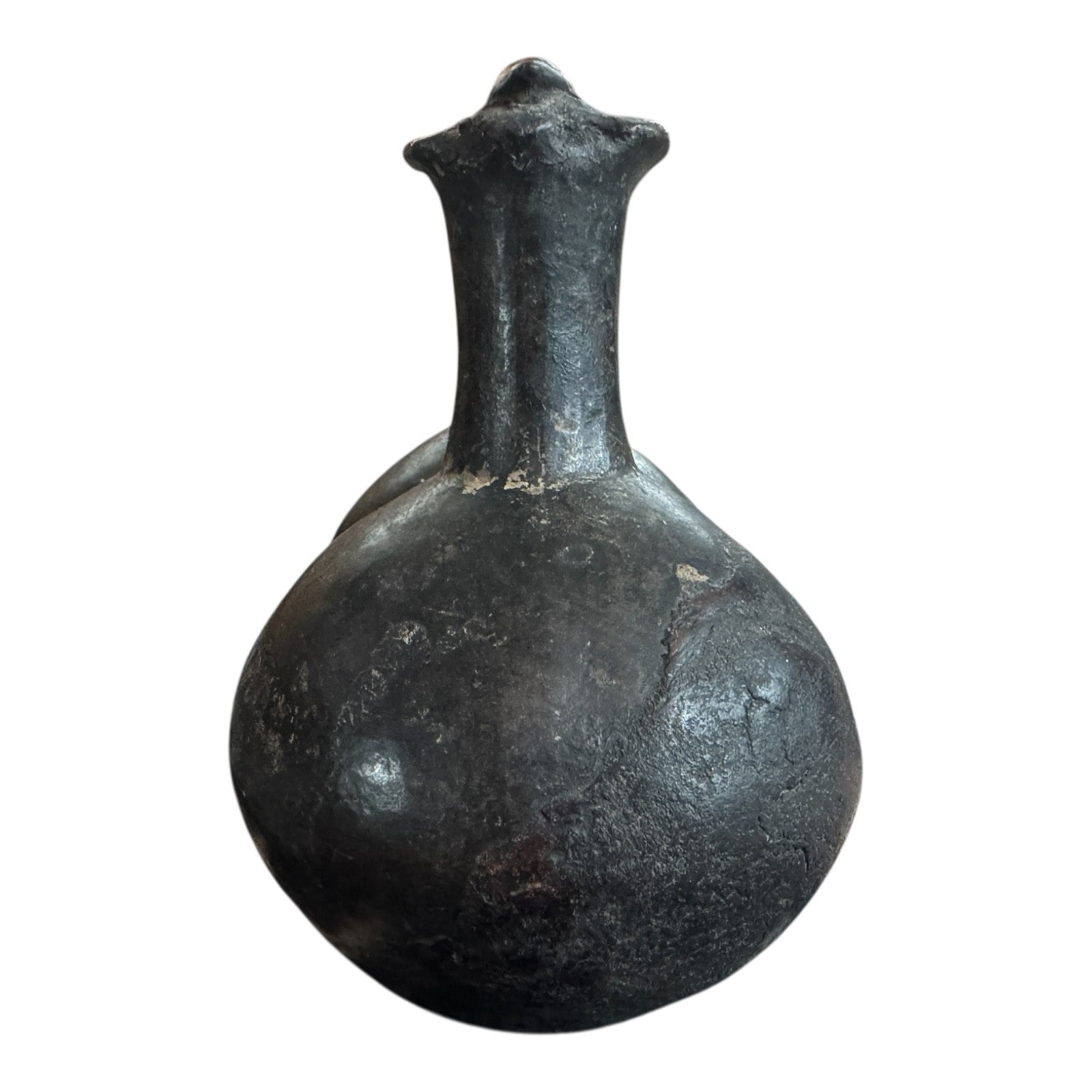 Antique Pre-Columbian Chimu Blackware Stirrup Spout Vessel