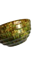 Antique Ribbed Spongeware Stoneware Pottery Mixing Bowl