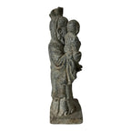 Antique Chinese Shou Lao Longevity Deity God Carved Stone Statue with Child
