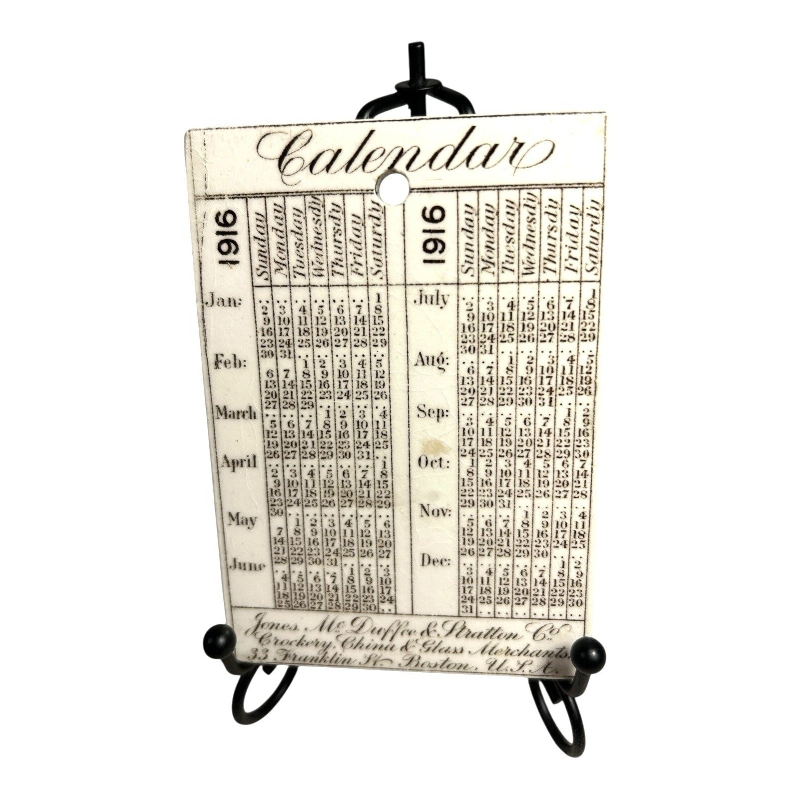 Antique Wedgwood 1916 Calendar Advertising Tile MIT