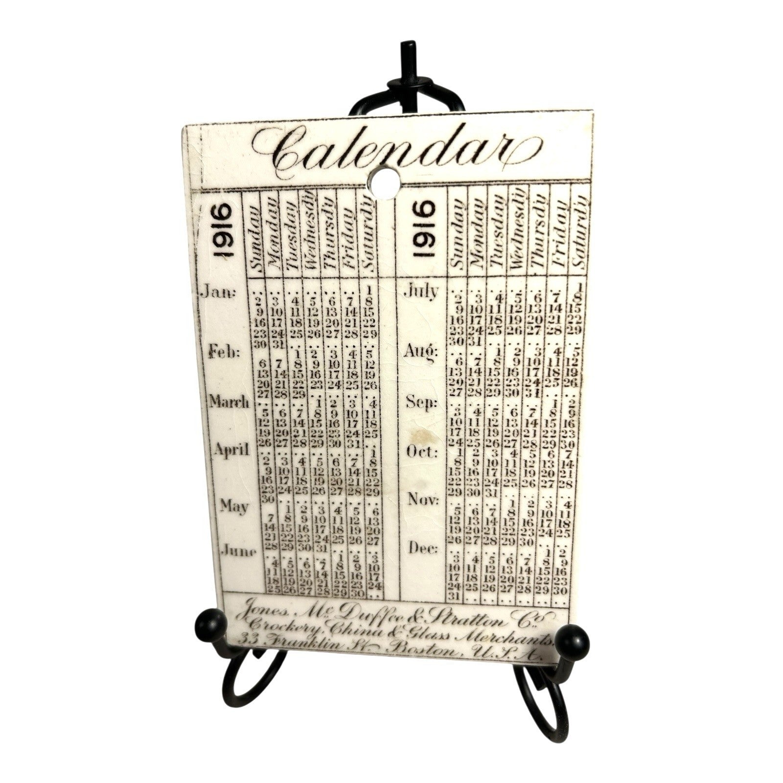 Antique Wedgwood 1916 Calendar Advertising Tile MIT