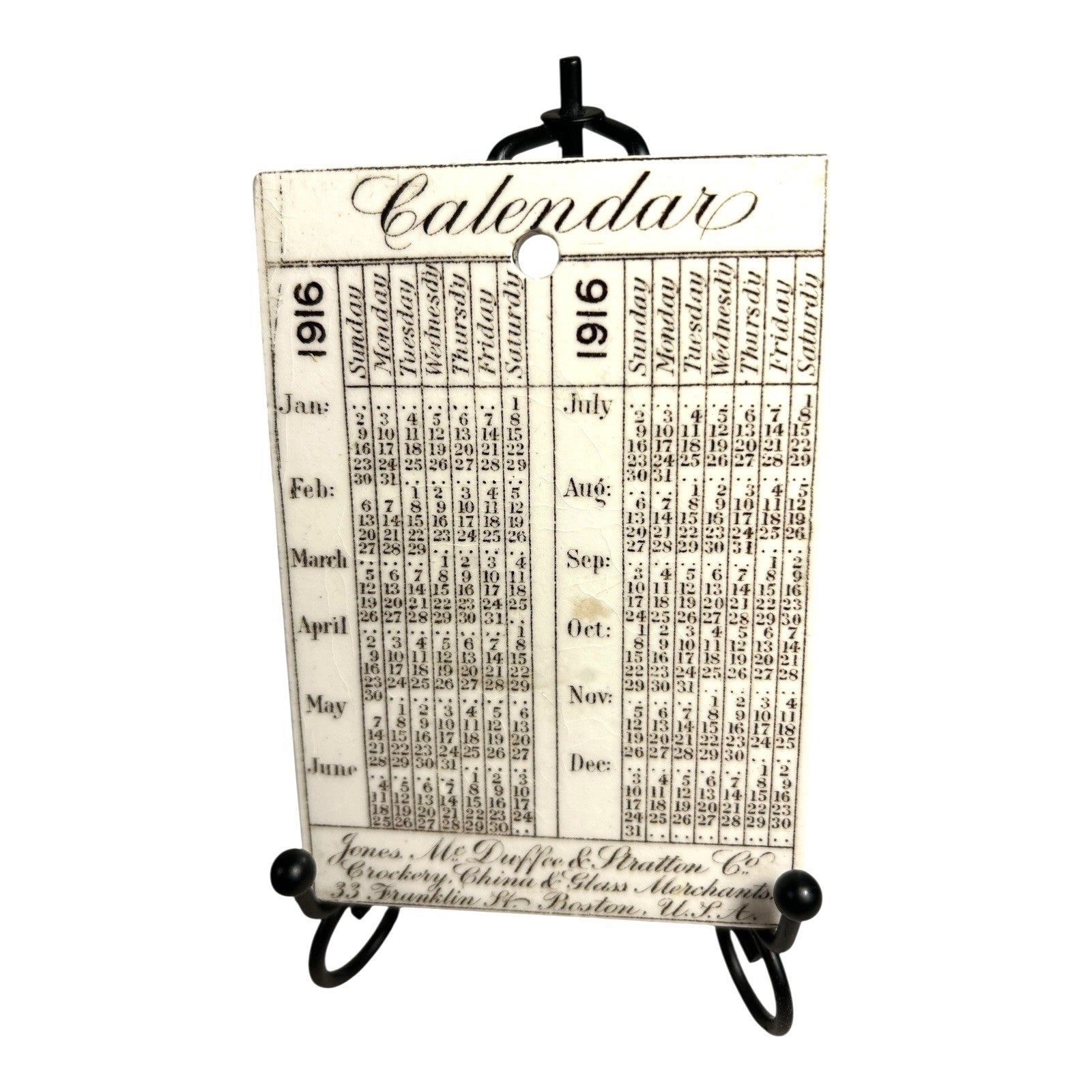 Antique Wedgwood 1916 Calendar Advertising Tile MIT