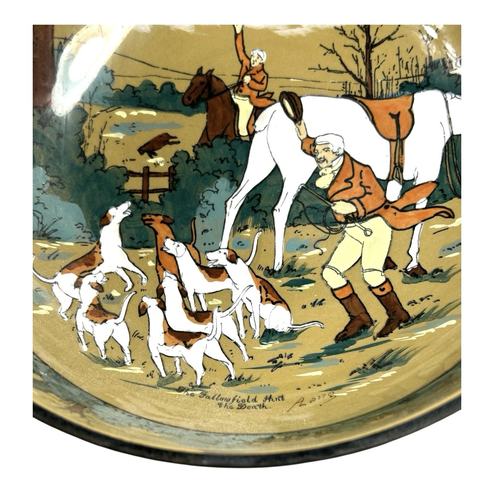 Antique Buffalo Pottery Bowl Fallowfield Hunt Series - The Death