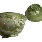 Vintage Set of Two 2 Spinach Jade Bowls from China