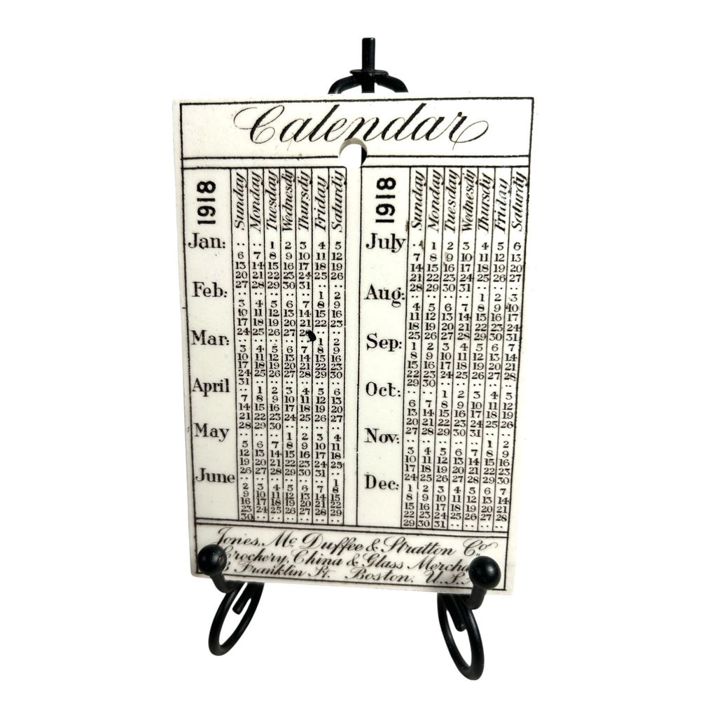 Antique Wedgwood Calendar Advertising Tile - 1918 Boston Light