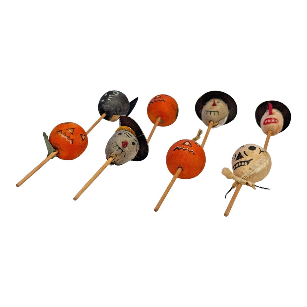 Vintage Japan Spun Cotton Halloween Cupcake Picks (Set of 8)