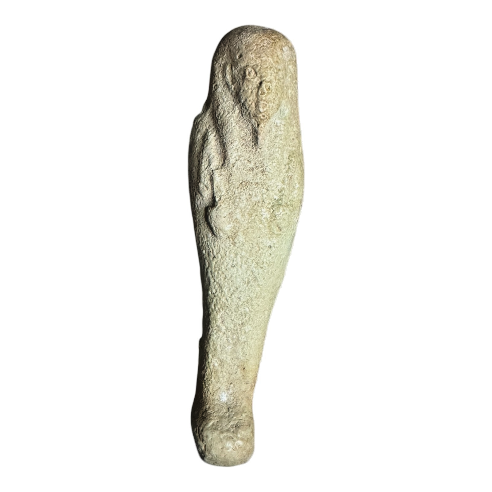 Ancient Egyptian Hand-Carved Faience Glazed Stone Ushabti Figure - Tomb Art