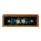 Vintage Mid Century Floral Glass Jewelry Box Foilwork Trinket Box