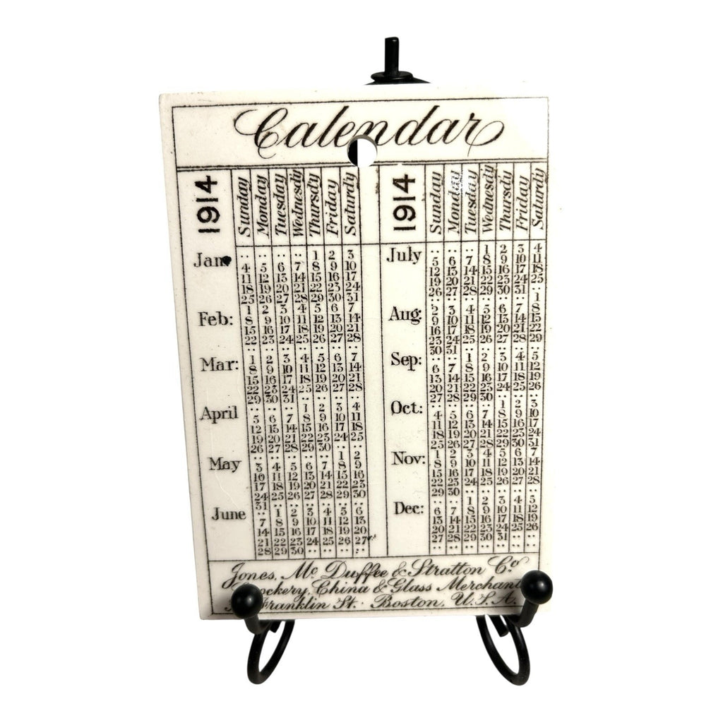 Antique Wedgwood 1914 Calendar Advertising Tile Pier Head of Commonwealth Boston