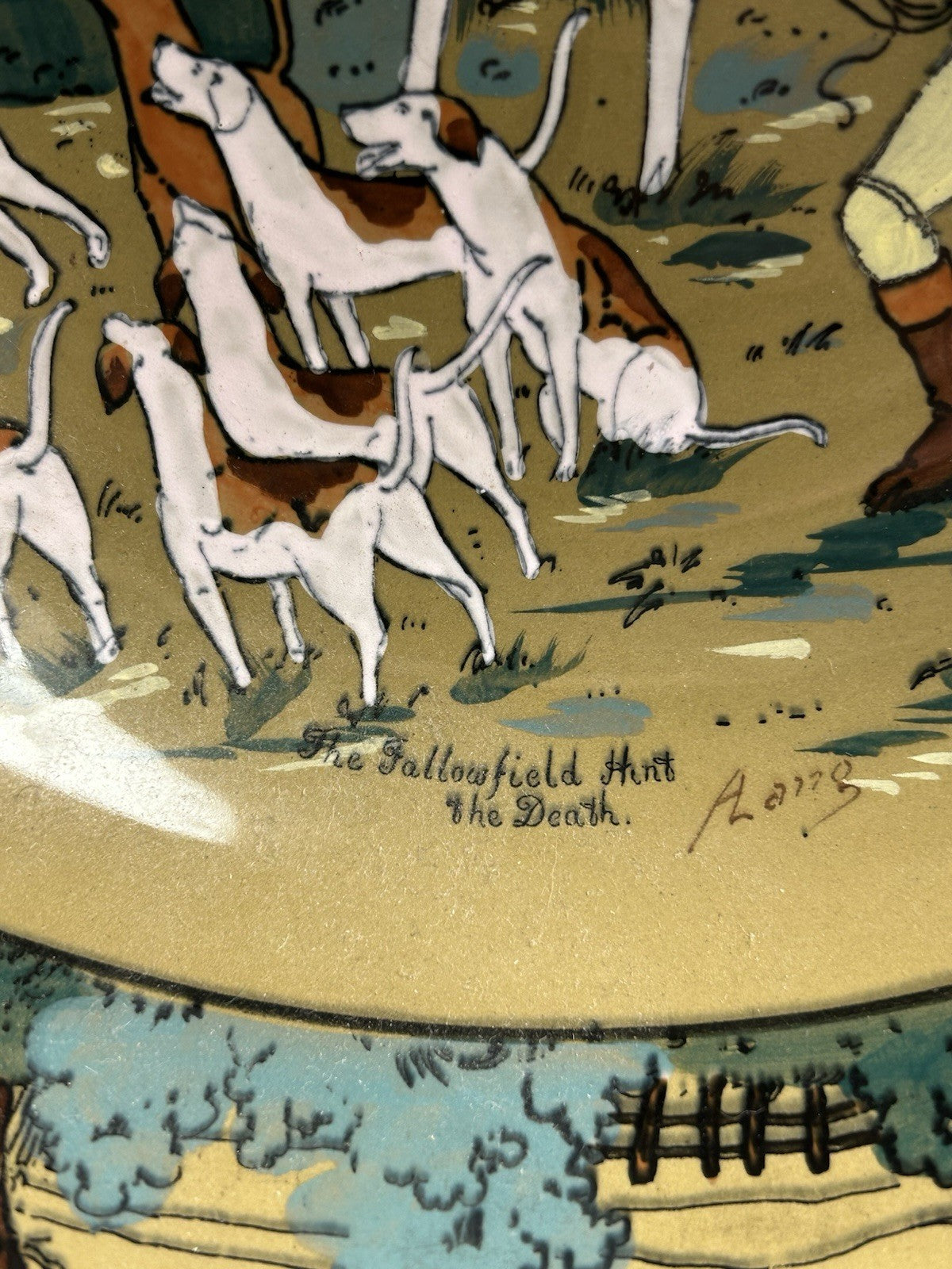 Antique Buffalo Pottery Bowl Fallowfield Hunt Series - The Death