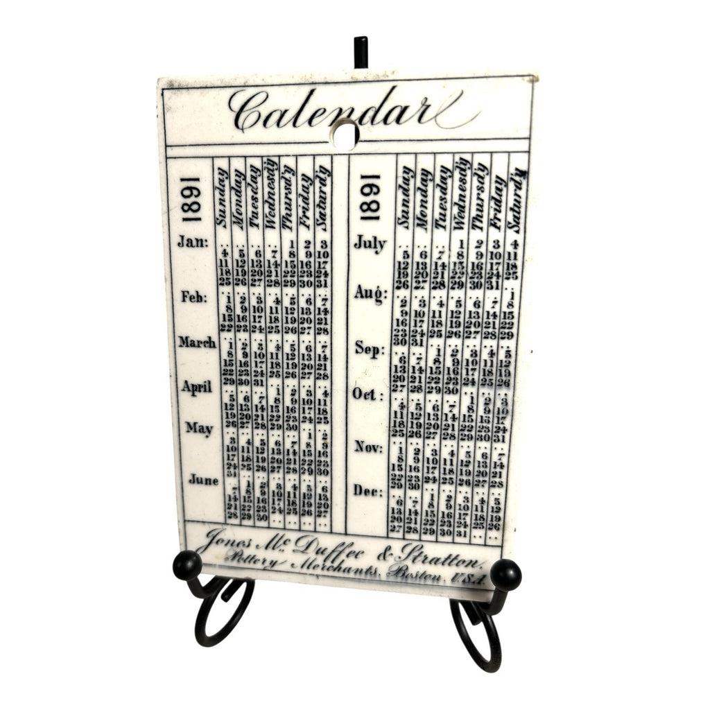 Antique Wedgwood 1891 Calendar Advertising Tile Lean To House Qunicy MA
