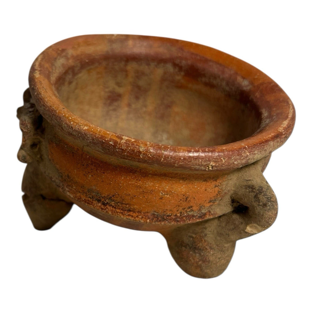 Antique Pre-Columbian Handmade Terracotta Tripod Footed Bowl