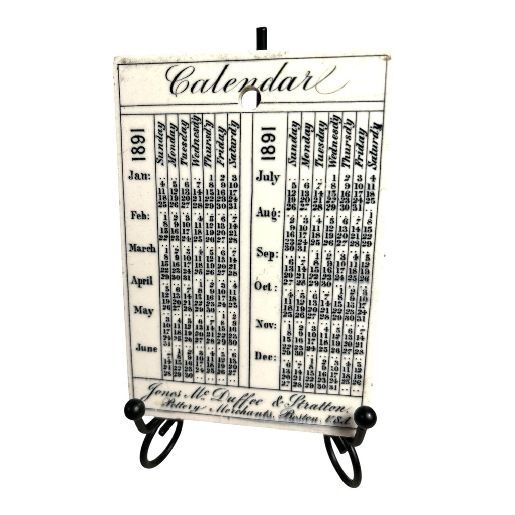 Antique Wedgwood 1891 Calendar Advertising Tile Lean To House Qunicy MA