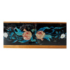 Vintage Mid Century Floral Glass Jewelry Box Foilwork Trinket Box
