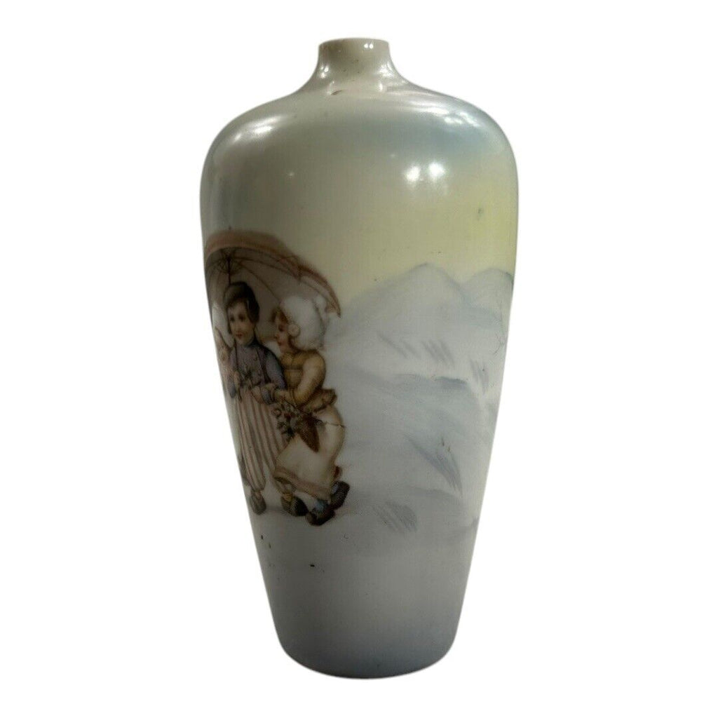 Antique Royal Bayreuth Dutch Children with Umbrella Vase