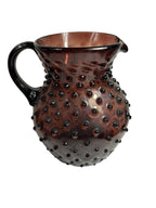 Antique Purple Amethyst Hobnail Handblown Pitcher & 6 Tumblers