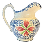 Antique Staffordshire Blue Spatterware Spongeware Creamer - Floral Design