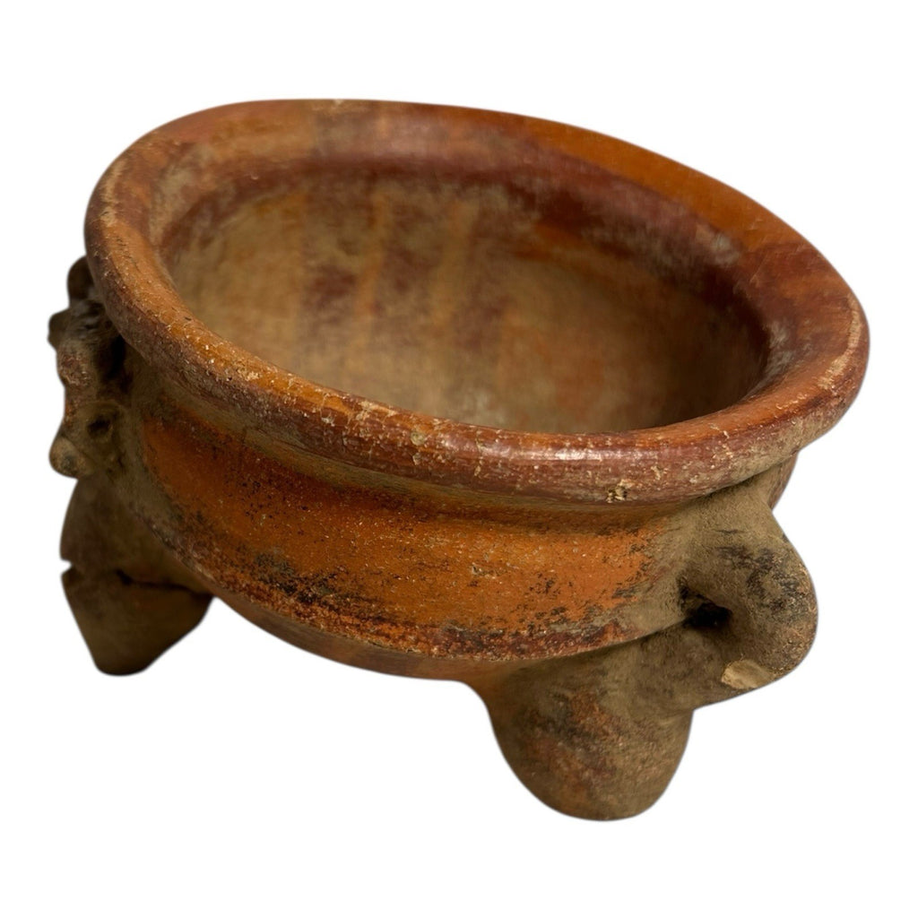 Antique Pre-Columbian Handmade Terracotta Tripod Footed Bowl