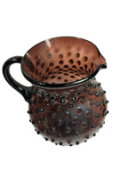 Antique Purple Amethyst Hobnail Handblown Pitcher & 6 Tumblers