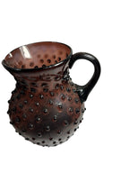 Antique Purple Amethyst Hobnail Handblown Pitcher & 6 Tumblers