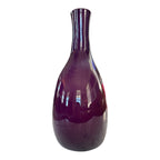 Vintage Handblown Studio Art Glass Purple & White Cased Vase - Double Walled