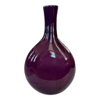 Vintage Handblown Studio Art Glass Purple & White Cased Vase - Double Walled