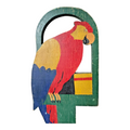 Antique Tall Stop-U-Door Hand Painted Wooden Parrot Doorstop with Cast Iron Base