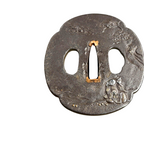 Antique Signed Japanese Handaka Sonja Rakan Tsuba - Edo Period