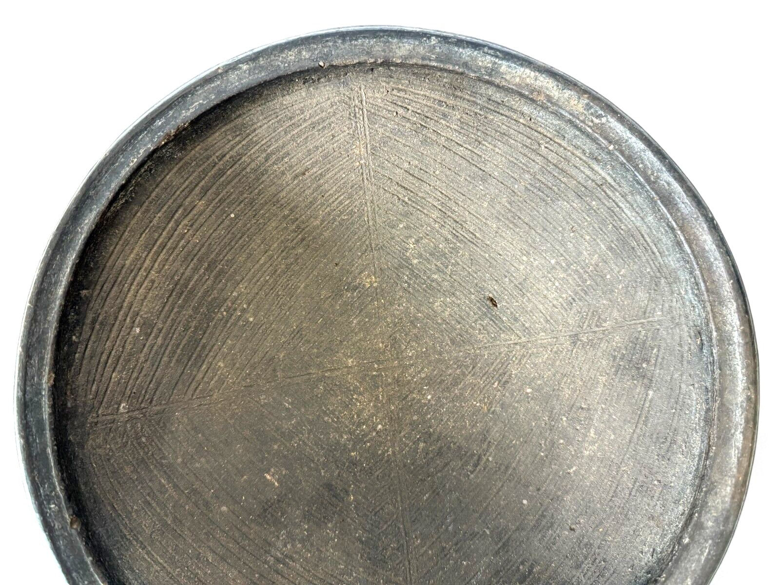 Antique Rustic Primitive Blackware Pottery Grinding Bowl