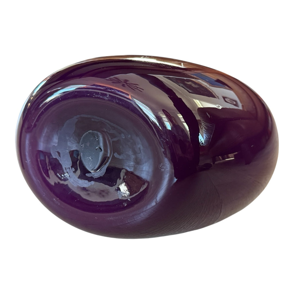 Vintage Handblown Studio Art Glass Purple & White Cased Vase - Double Walled