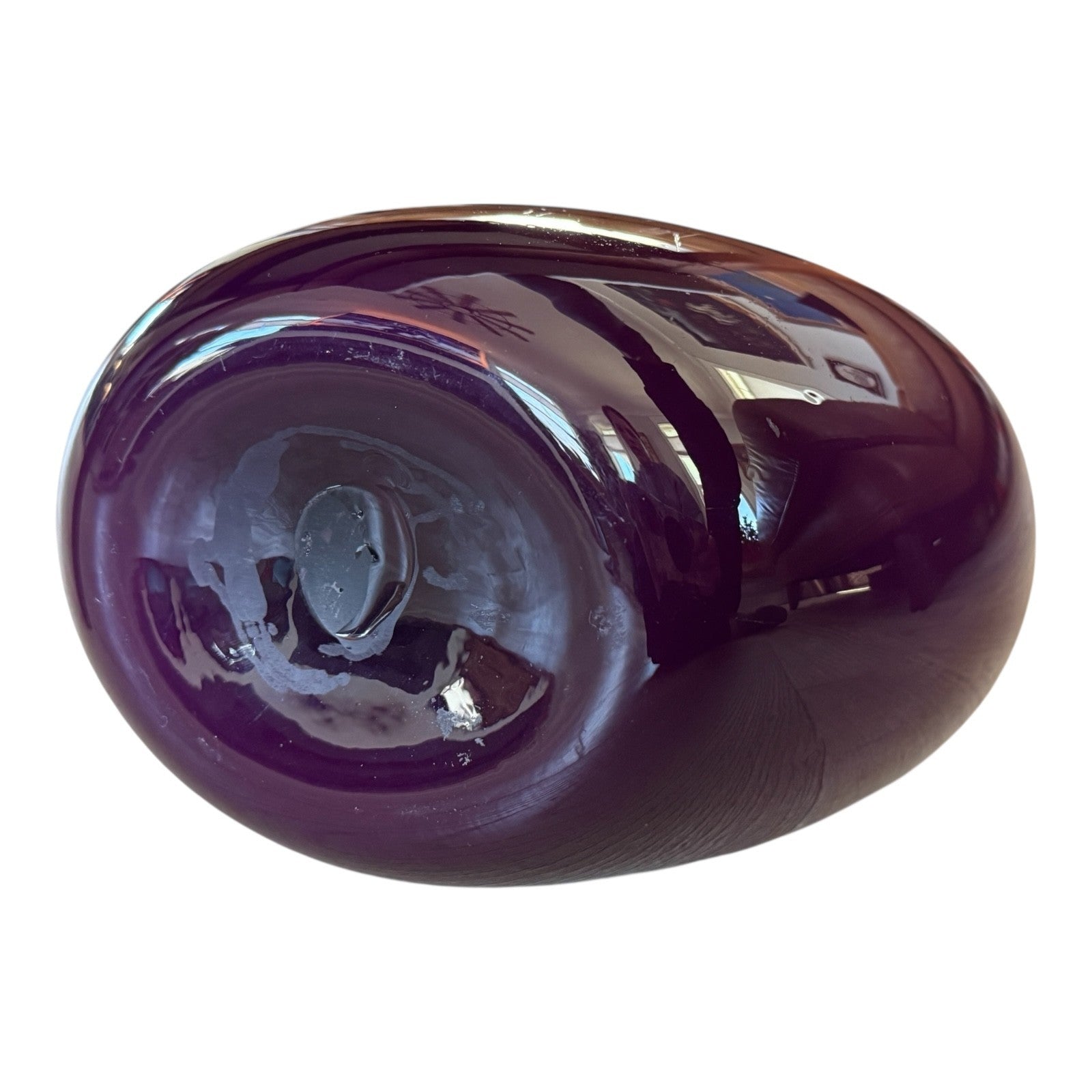 Vintage Handblown Studio Art Glass Purple & White Cased Vase - Double Walled