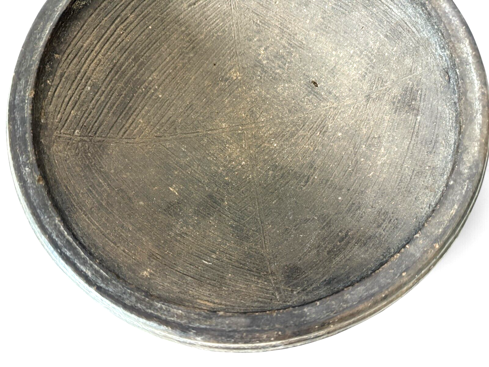 Antique Rustic Primitive Blackware Pottery Grinding Bowl