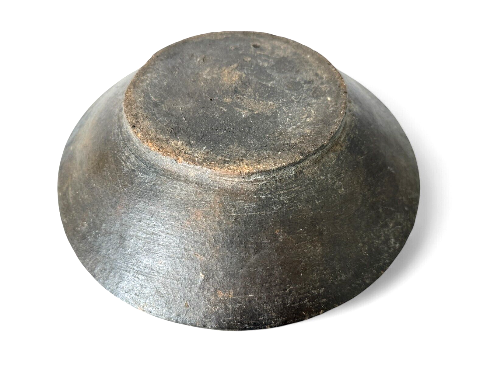 Antique Rustic Primitive Blackware Pottery Grinding Bowl