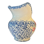 Antique Staffordshire Blue Spatterware Spongeware Creamer - Floral Design