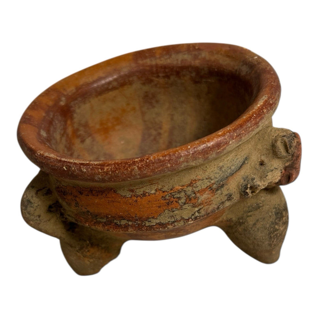 Antique Pre-Columbian Handmade Terracotta Tripod Footed Bowl