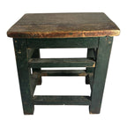 Antique Primitive Folk Art Farmhouse Green Painted Milking Stool
