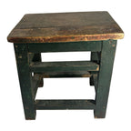 Antique Primitive Folk Art Farmhouse Green Painted Milking Stool
