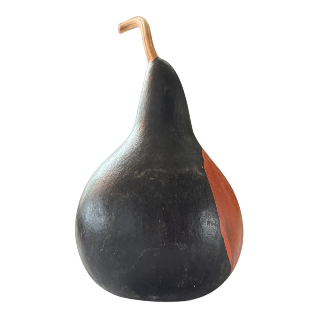 Vintage Folk Art Halloween Hand Painted Gourd - Jack O Lantern Face