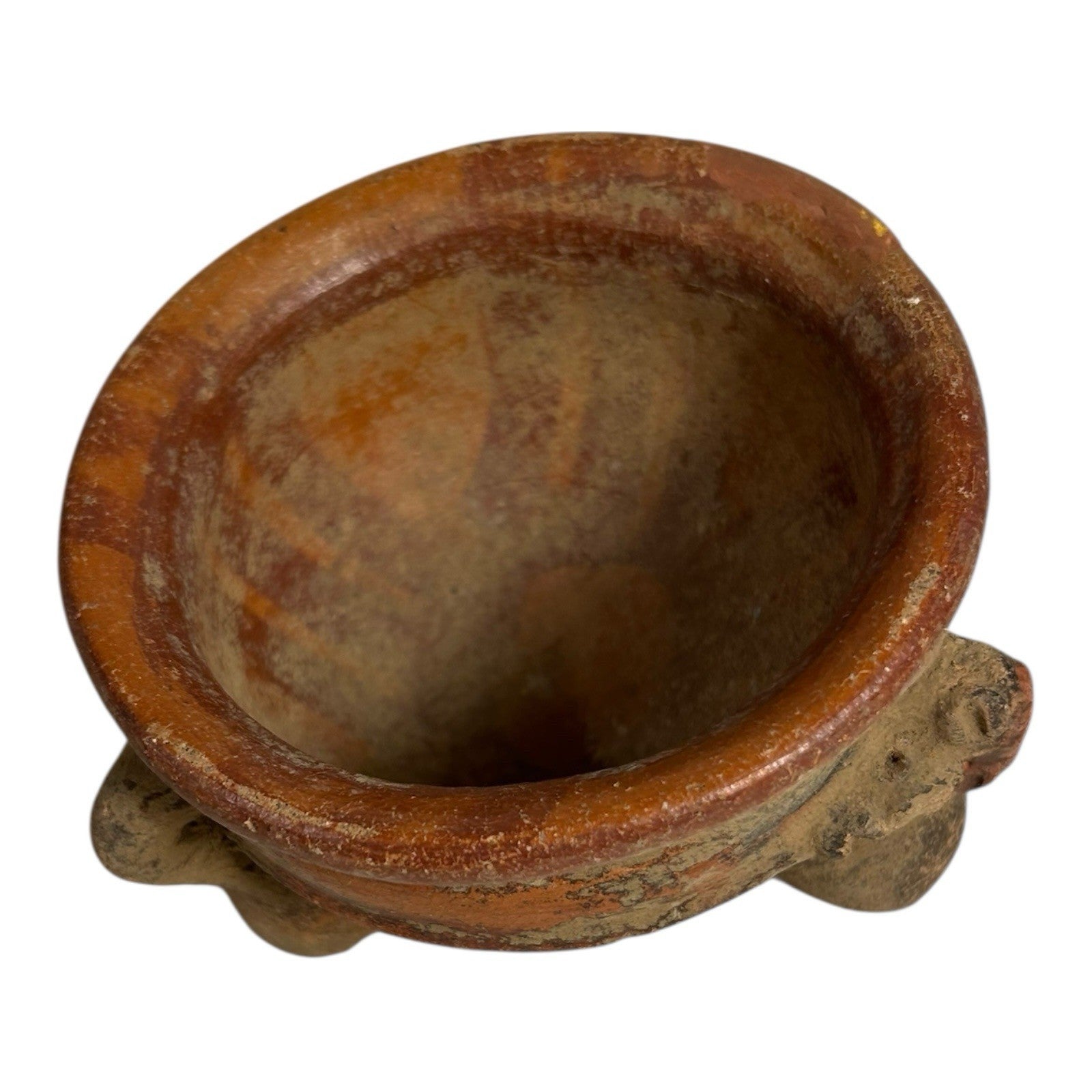 Antique Pre-Columbian Handmade Terracotta Tripod Footed Bowl