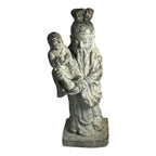 Antique Hand Carved Stone Shou Lao Statue with Child - God of Longevity