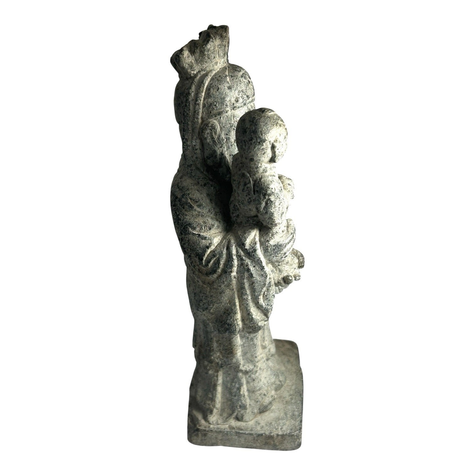 Antique Hand Carved Stone Shou Lao Statue with Child - God of Longevity