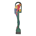 Antique Tall Stop-U-Door Hand Painted Wooden Parrot Doorstop with Cast Iron Base