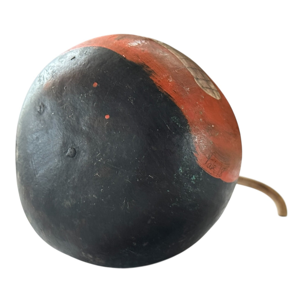 Vintage Folk Art Halloween Hand Painted Gourd - Jack O Lantern Face