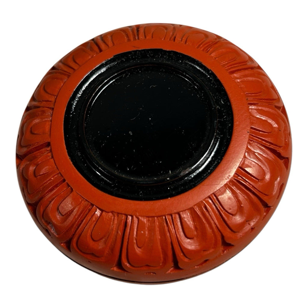 Vintage Chinese Cinnabar Paste Wax Stamp Covered Container with Box