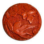 Vintage Chinese Cinnabar Paste Wax Stamp Covered Container with Box