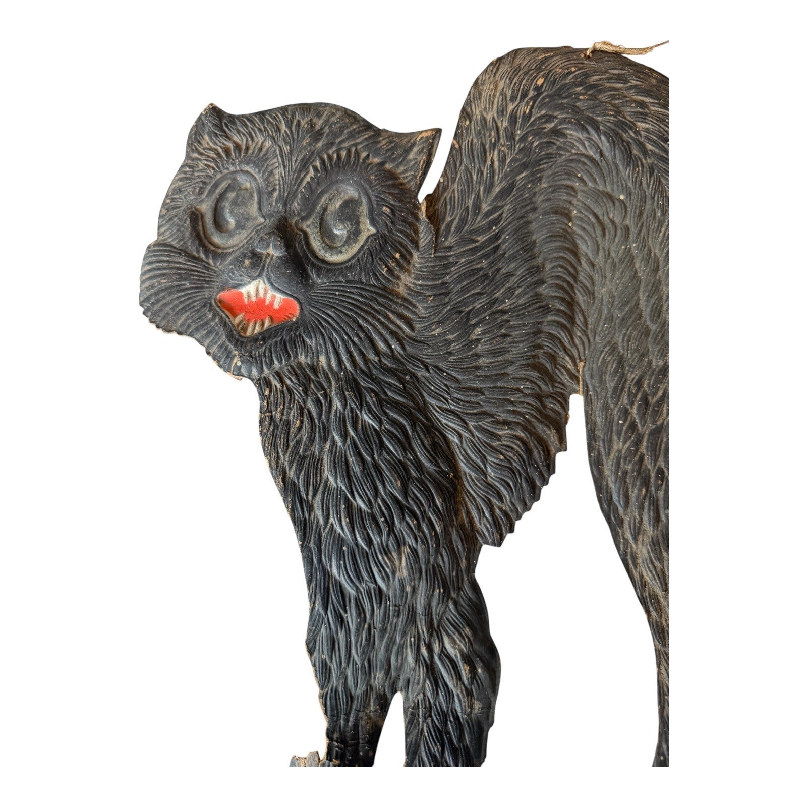 Vintage German Black Cat Halloween Decor Die Cut Wall Hanging