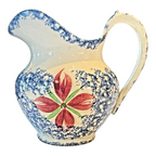 Antique Staffordshire Blue Spatterware Spongeware Creamer - Floral Design