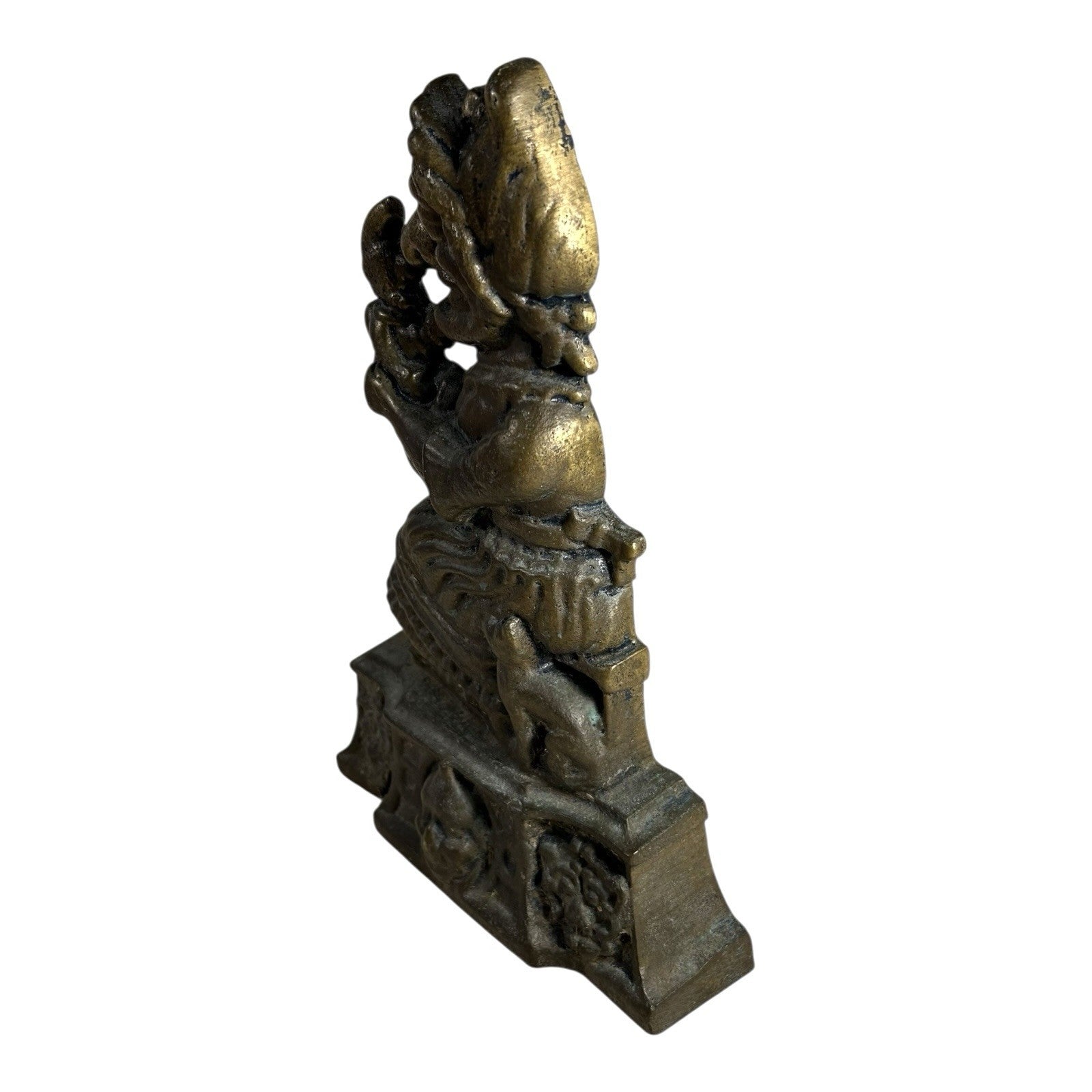 Antique Solid Brass Punch & Judy Doorstop - Judy
